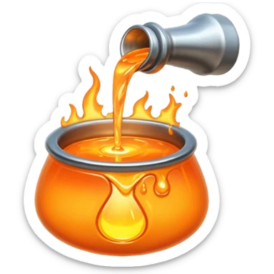 The crucible pours out metal. sticker