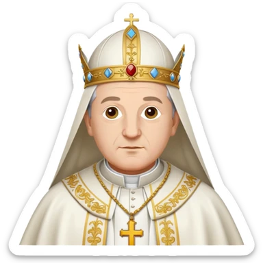 Leo Gorskey as a pope, wearing papal robes and mitre sticker