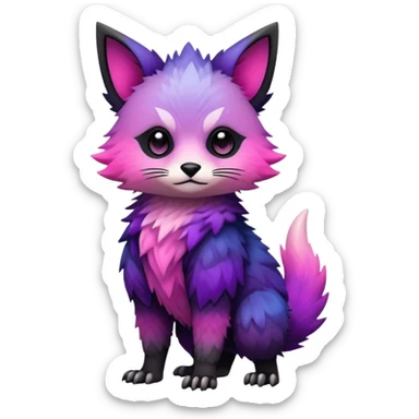 Cool Edgy Kawaii Black-pink-purple-gradient badass Vernid-Trico-animal-creature full bodyd sticker