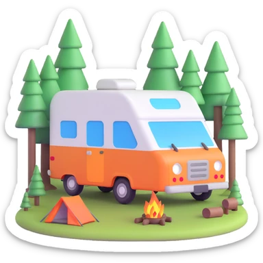 camping car parked in a forest sticker