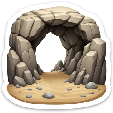 generate realistic detailed cave in 3d style with sand  sticker