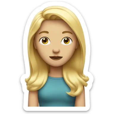 human face with blonde hair straight face and squinted eyes sticker