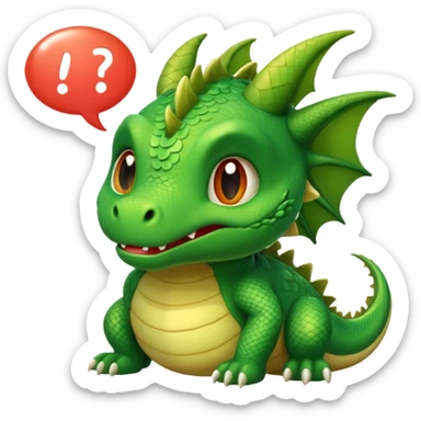 green small dragon with chat bubble written with *squeak* sticker
