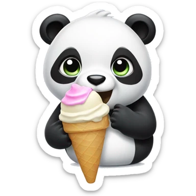 Panda eating ice cream sticker