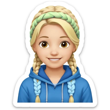 hoodie cover hair blonde girl with braided hair sticker