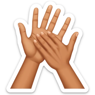 both hands grabbing sticker