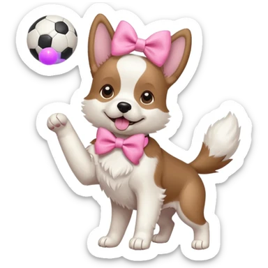 girly dog with a pink bow jumping in the air to catch a ball sticker