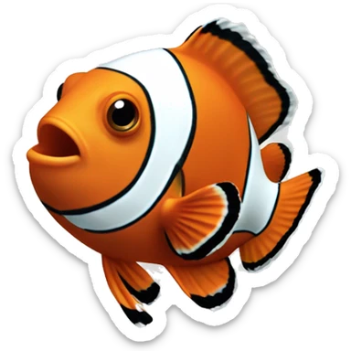 a clownfish in coral reefs and the clownfish has an orange body and black and white stripes. sticker