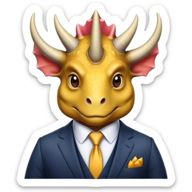 kind face of a triceratops in a suit sticker