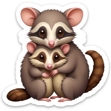 Possum hugging another possum  sticker