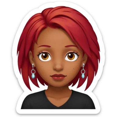 red haired girl with piercings and brown skin sticker
