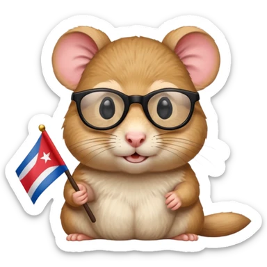 A gerbil holding a Cuban flag wearing black glasses  sticker