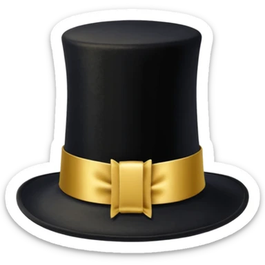 black magic hat with gold ribbon sticker