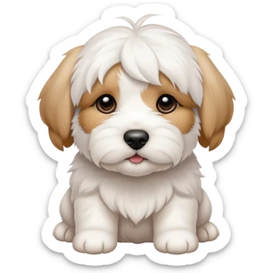 Coton de tulear puppy with a tan spot on head  sticker