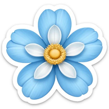 light blue  flower with a white center sticker