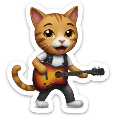 cat playing guitar sticker