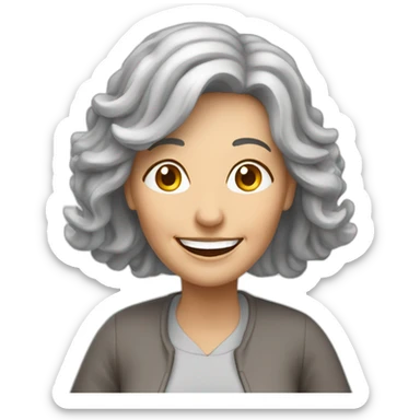 happy older woman with long gray hair is teaching Artificial Intelligence sticker
