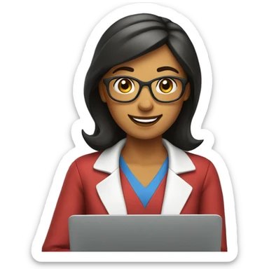 Teacher woman laptop happy sticker