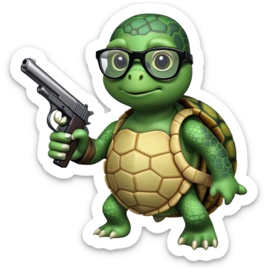 Turtle With A "Thug Life" Glasses And The Turtle Is Pointing A Pistol sticker