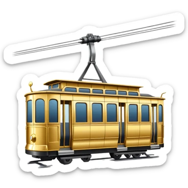 golden cable car sticker