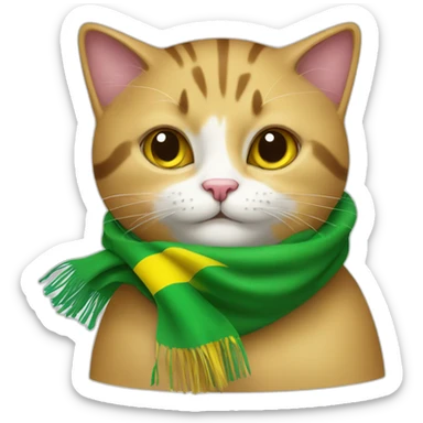 Stray-cat-wearing-scarf-with-brazilian-flag sticker
