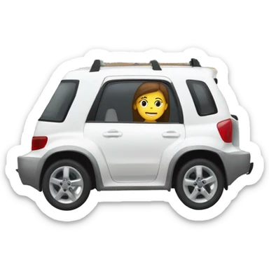 white Subaru XV with a girl inside the window sticker