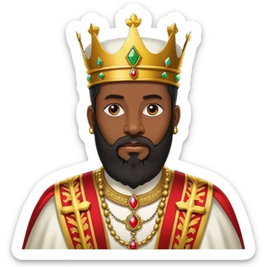 Ethiopian Emperor Menelik II, regal attire, crown, beard, dignified expression sticker