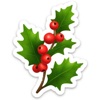 A small sprig of holly with bright red berries sticker