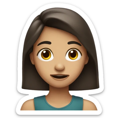 brunette girl happy and disgusted at the same time. sticker