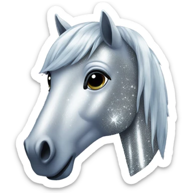 silver sparkly horse sticker
