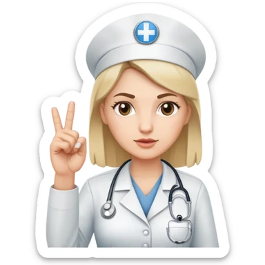White nurse using middle finger sticker
