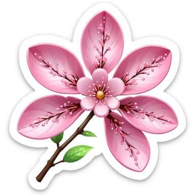 Stylized pink glitter cherry blossom flower (sakura) sticker