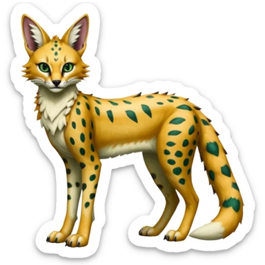 Epic complex detailed sanguine hunter-green realistic aesthetic-scenic-Fakémon-Trico-Sergal-Serval-Vernid-creature sticker
