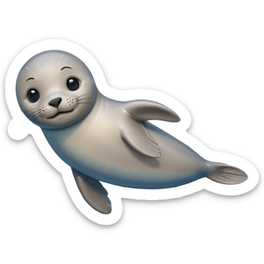 A 3D cartoon seal swimming with visible flippers, calm blue water, soft sunlight, Memoji-style realism. sticker