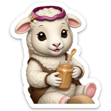 cute baby sheep eating peanut butter and jelly driving in a bmw x1 sticker