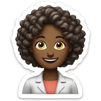 darker skin tone lady with curly hair who is very smart and happy ad has thumbs up and i behind comuter sticker