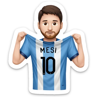 Lionel Messi holding up his shirt to the side sticker