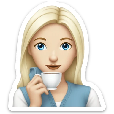 Blue eyed white Girl sipping tea sticker