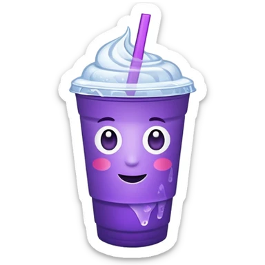 Make a styrofoam cup but 2 in one cup with a purple drink and ice in it sticker