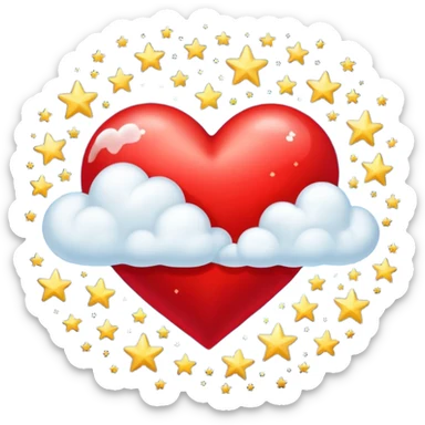Corazón en una nube con estrellas sticker