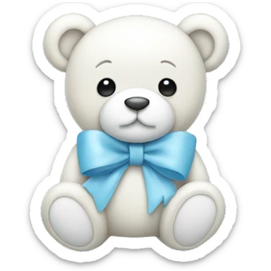 Light blue teddy with white bow sticker