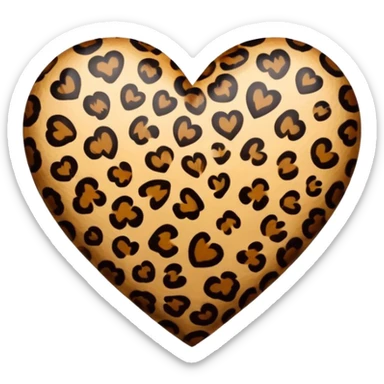 Leopard print heart sticker