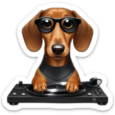 A dachshund DJing with vinyl records sticker