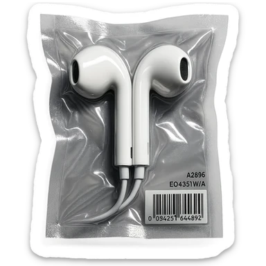 white EarPods headphones, extra glossy, dramatic lighting, no background sticker