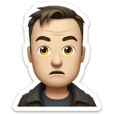 Angry Anime Elon Musk with furrowed brows and steam from ears. sticker