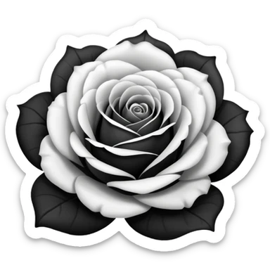 Black and white rose combine sticker