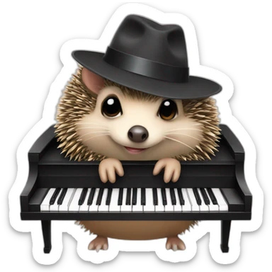 Hedgehog wearing a fedora and black sunglasses, playing piano sticker