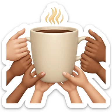 many hands hold the cup

 sticker
