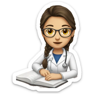 Brunette girl studying medicine sticker