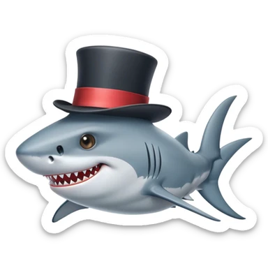 shark with tophat" sticker